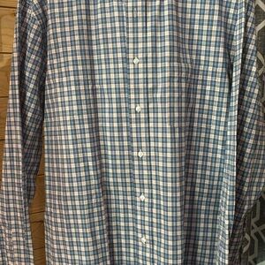 Men's Blue and White Checkered Shirt